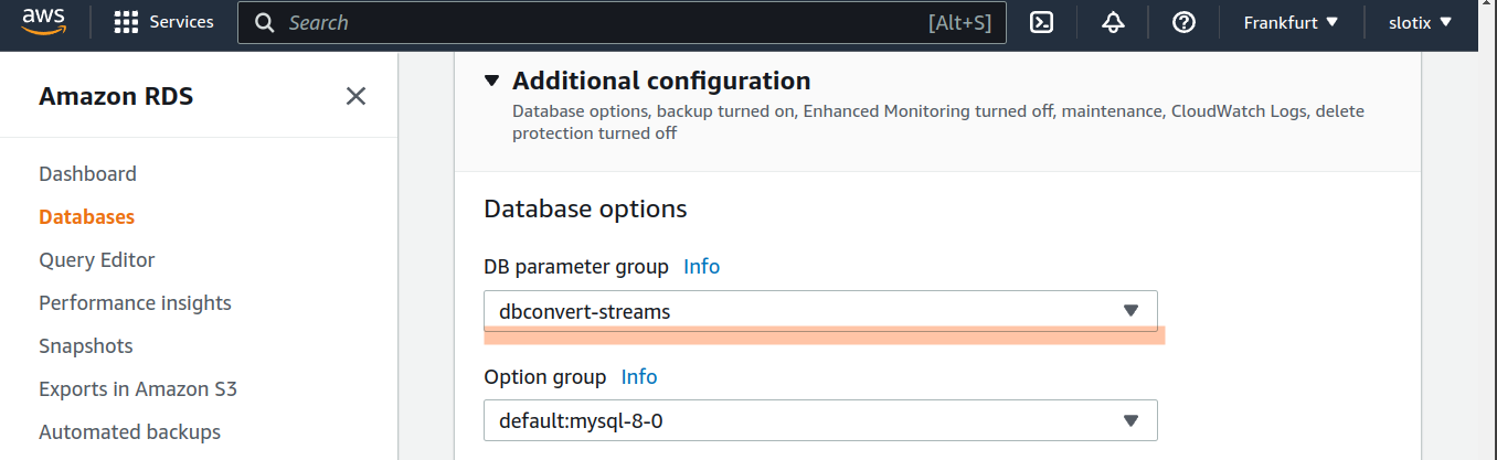 Apply DB Parameter group