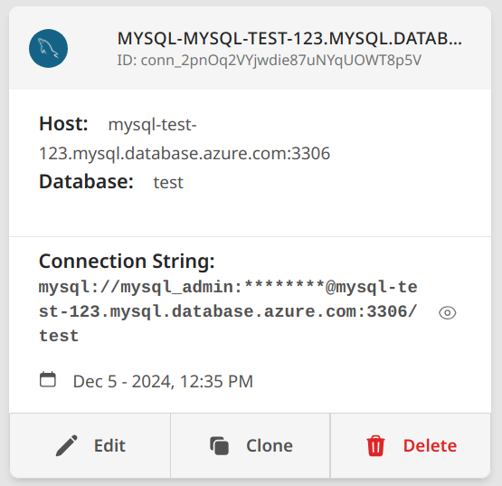 Azure For MySQL Connection Details